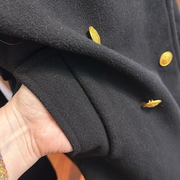 REBECCA MINKOFF OFFICER’S COAT WOOL BLEND ADMIRAL GOLD BUTTONS LINED $598 EUC S - Picture 13 of 17